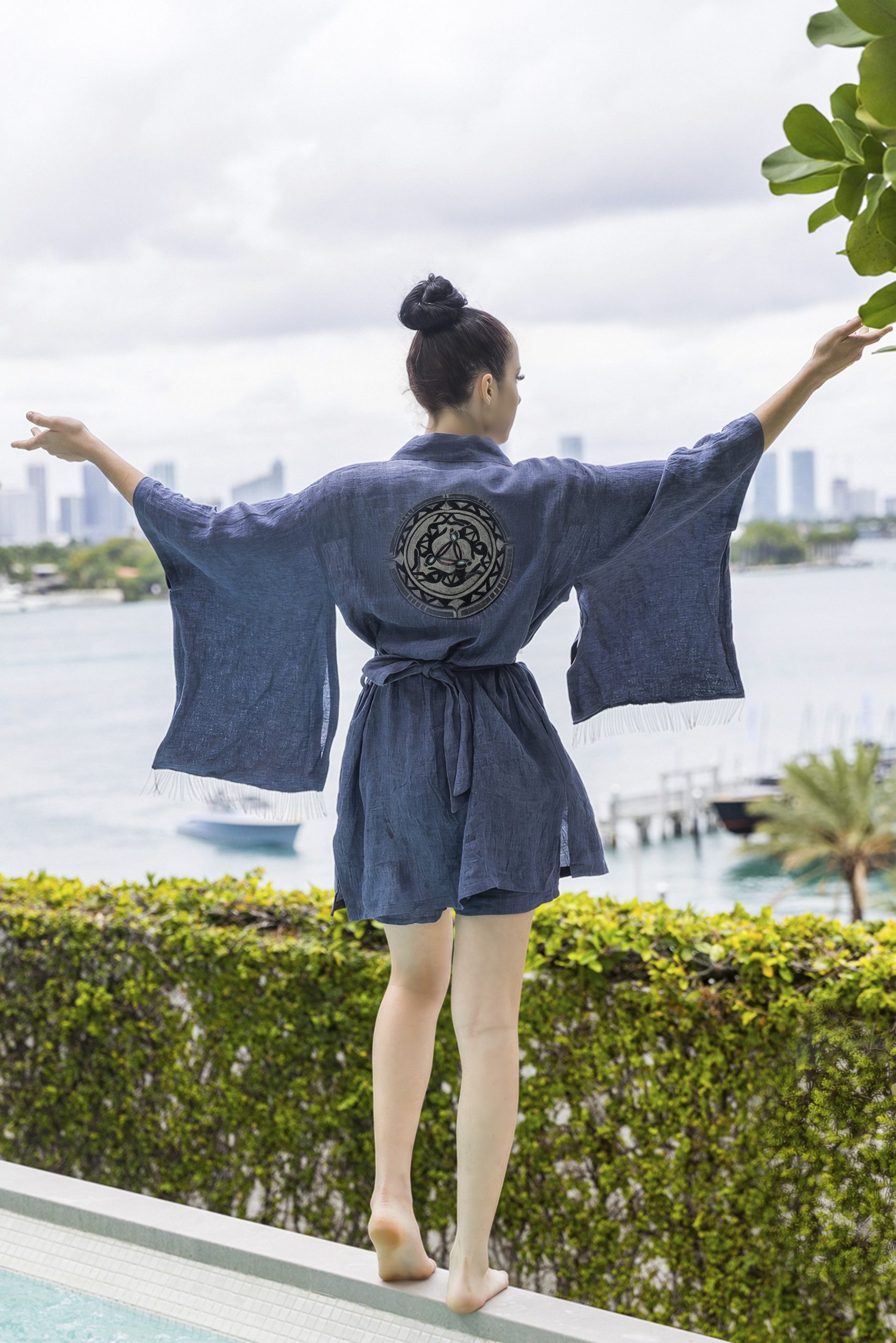 Black Rabbit Zodiac Kimono